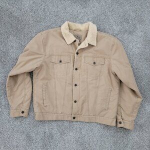 Men's L.L. Bean khaki  Sherpa Lined Button Down Jacket Large